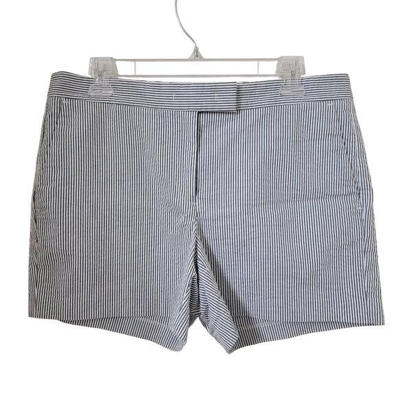 Ann Taylor Size 8 Blue White Striped Seersucker Devin City Short, Exc. Used Cond - Picture 1 of 12